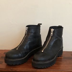 Black Leather Platform Boots